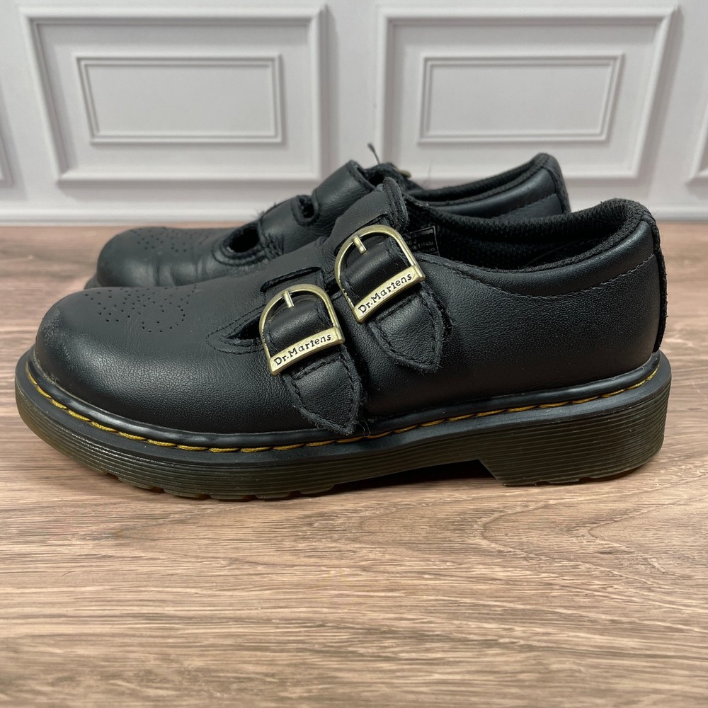 Dr. Martens 8065 J Mary Jane Kids‎ Black Leather Double Strap Shoes Size 13 US - Picture 3 of 14